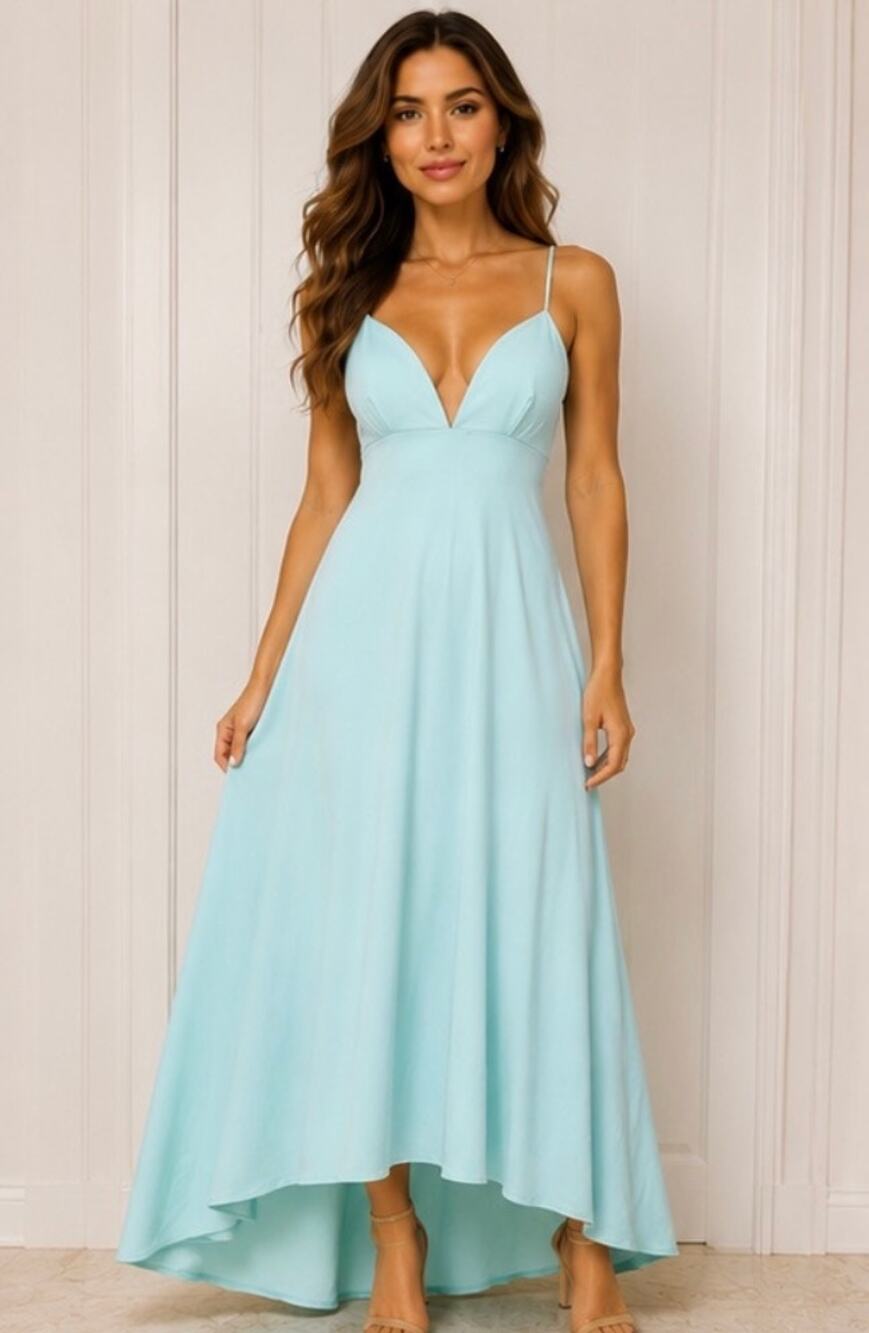 Susana Monaco Maxi dress mint creme green high-low NWT large $218 retail